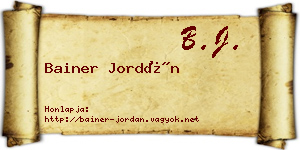 Bainer Jordán névjegykártya
